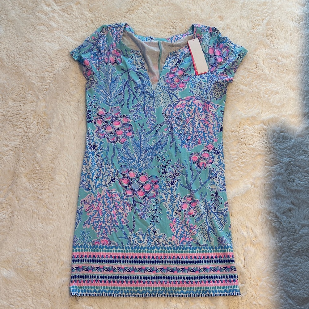 Lilly Pulitzer Blue and Pink Coral Mini Dress